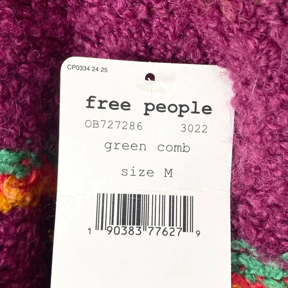 Free People Best Day Ever Sweater In Berry Striped Medium NWT